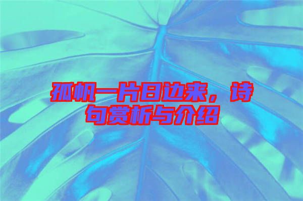 孤帆一片日邊來，詩句賞析與介紹