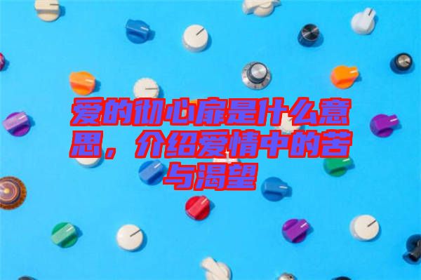 愛的徹心扉是什么意思，介紹愛情中的苦與渴望