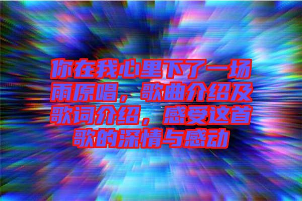 你在我心里下了一場雨原唱，歌曲介紹及歌詞介紹，感受這首歌的深情與感動