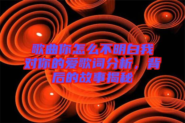 歌曲你怎么不明白我對你的愛歌詞分析，背后的故事揭秘