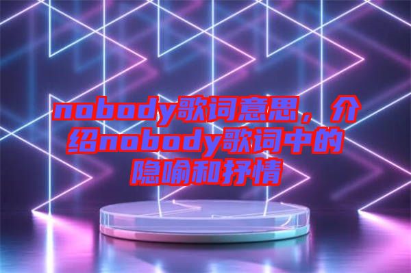 nobody歌詞意思，介紹nobody歌詞中的隱喻和抒情