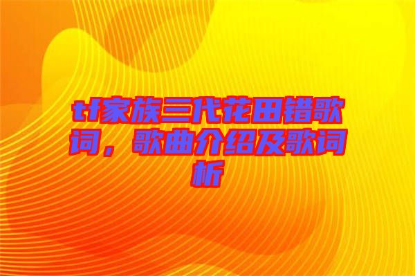 tf家族三代花田錯歌詞，歌曲介紹及歌詞析