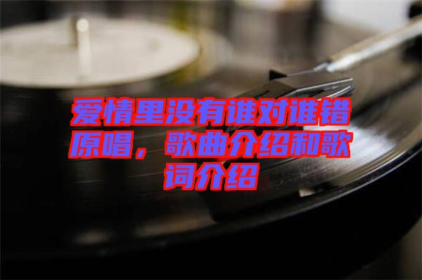 愛情里沒有誰對誰錯原唱，歌曲介紹和歌詞介紹
