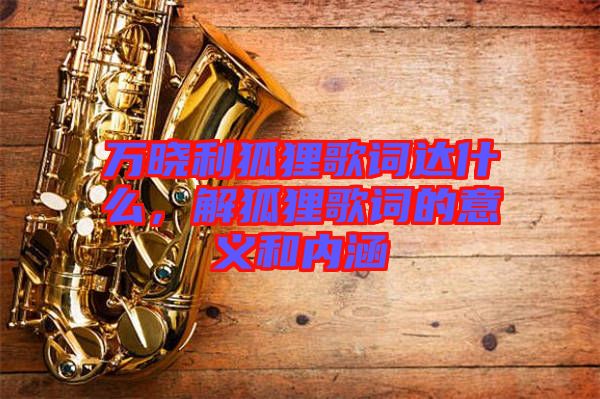 萬(wàn)曉利狐貍歌詞達(dá)什么，解狐貍歌詞的意義和內(nèi)涵