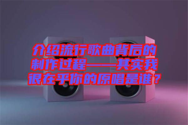 介紹流行歌曲背后的制作過(guò)程——其實(shí)我很在乎你的原唱是誰(shuí)？