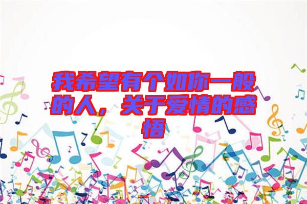 我希望有個(gè)如你一般的人，關(guān)于愛情的感悟