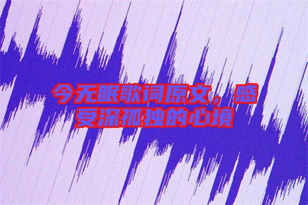 今無眠歌詞原文，感受深孤獨的心境