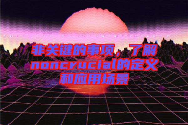 非關(guān)鍵的事項(xiàng)，了解noncrucial的定義和應(yīng)用場景
