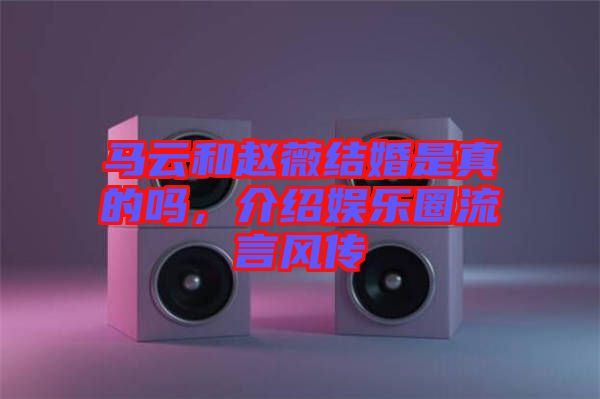 馬云和趙薇結(jié)婚是真的嗎，介紹娛樂圈流言風(fēng)傳