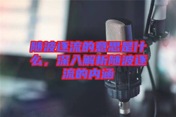 隨波逐流的意思是什么，深入解析隨波逐流的內(nèi)涵