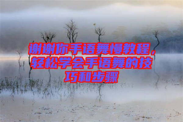 謝謝你手語舞慢教程，輕松學會手語舞的技巧和步驟