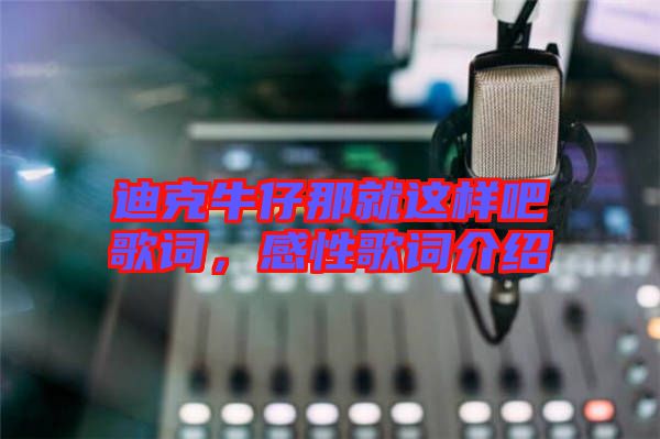迪克牛仔那就這樣吧歌詞，感性歌詞介紹