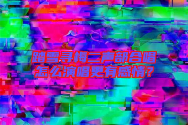 踏雪尋梅二聲部合唱怎么演唱更有感情？