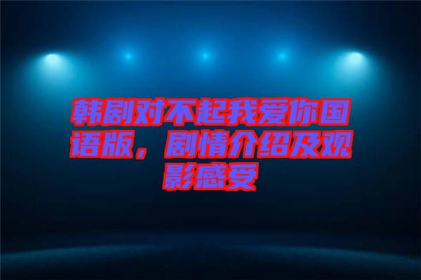 韓劇對不起我愛你國語版，劇情介紹及觀影感受